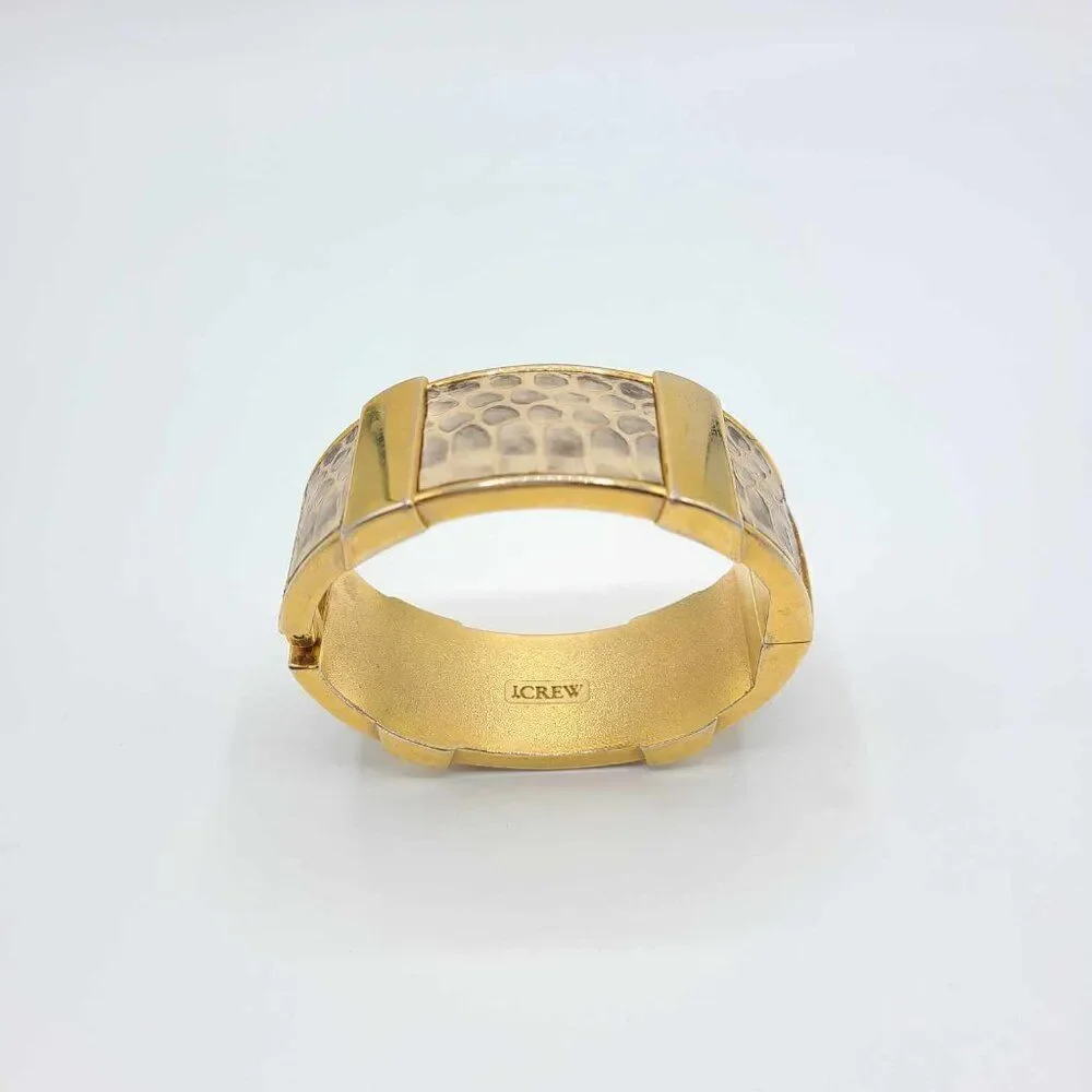 J Crew Hinged Snakeskin Print Bangle Bracelet